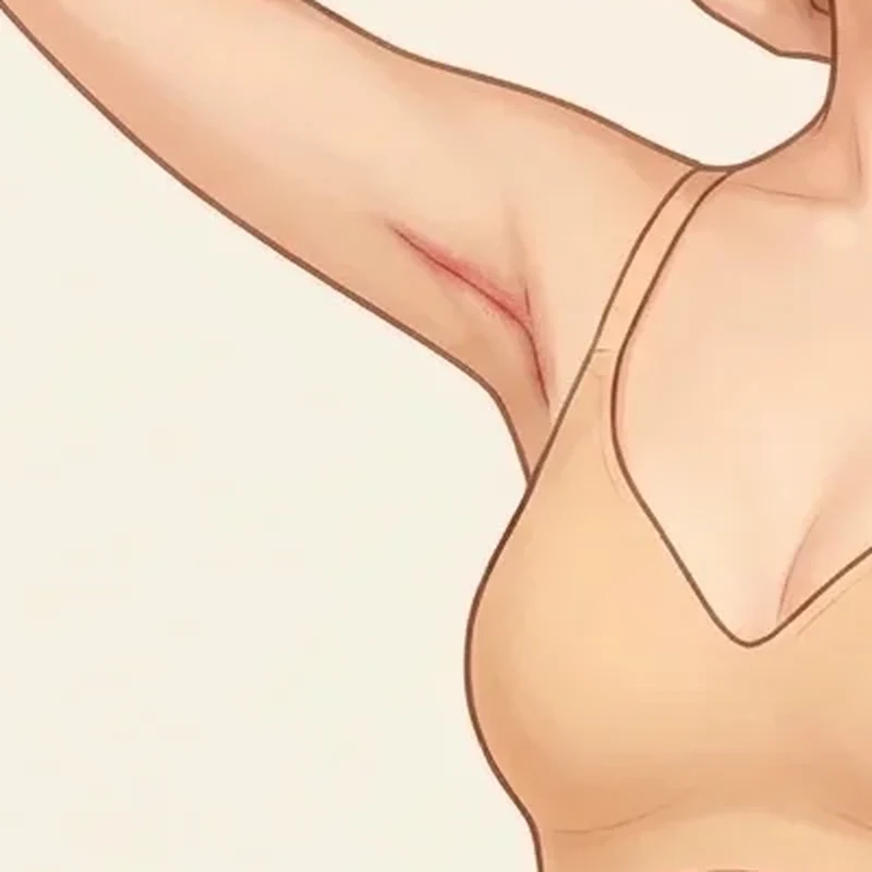 겨드랑이에 붉은 절개선이 남은 모습을 그린 삽화