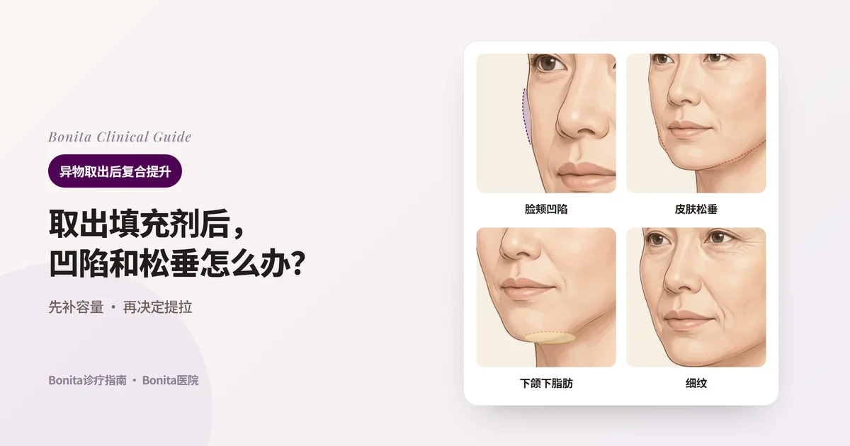 在同一张斜侧面脸上分别画出一侧脸颊凹陷、物质取出后下颌与下颌线下垂、下颌线下方脂肪下垂、法令纹和眼下细纹,并写出各自选择的方法的四张卡片